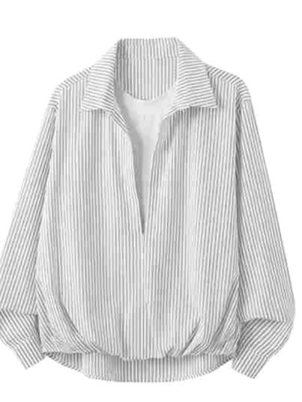 Open Collar Striped Blouse